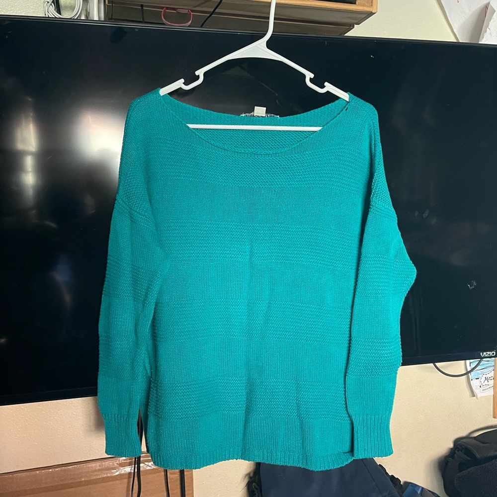 Teal off-shoulder sweater